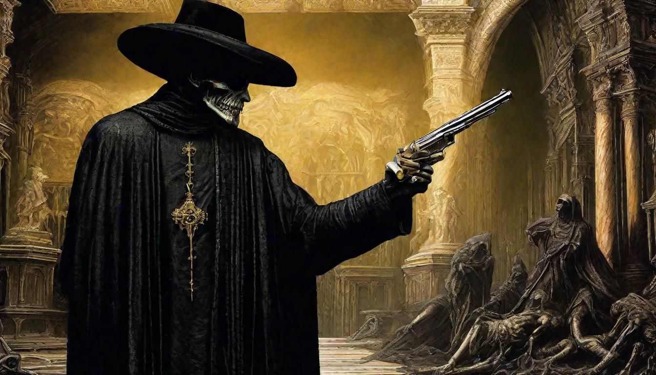 Black Priest Exorcising Demons in Demoncore Style