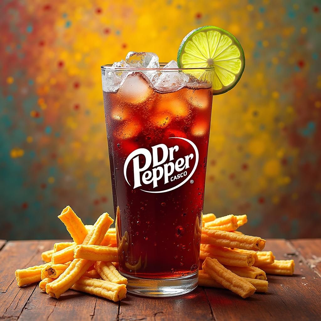 Diet Dr. Pepper with Taco Snacks in Mexican Style