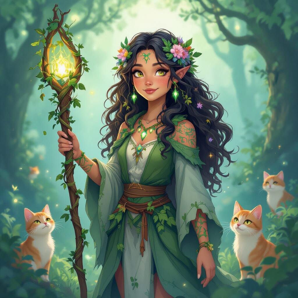Freya Wildfern: Whimsical Druid in Disney-esque Style