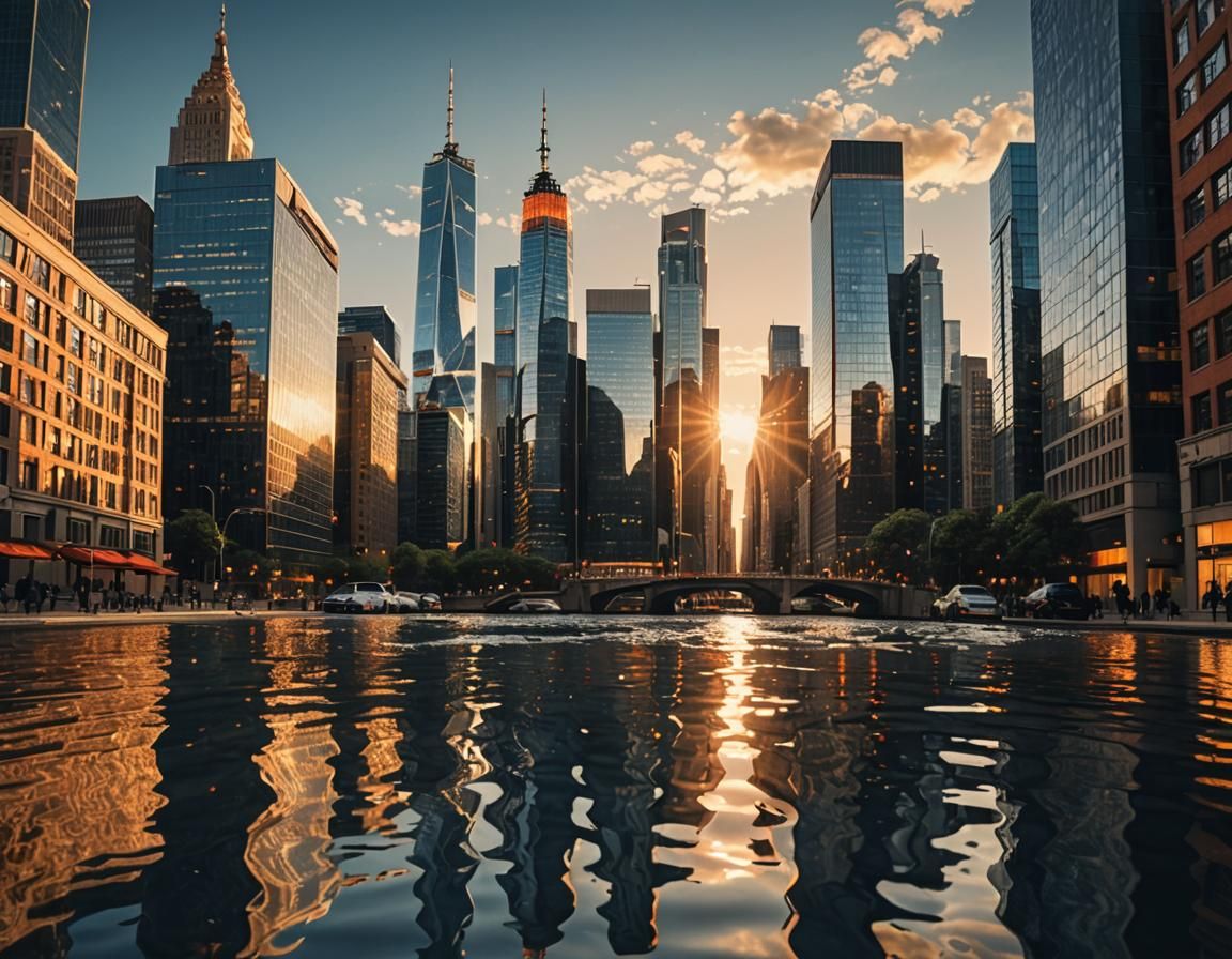 Bustling Cityscape: Architectural Photography at Golden Hour