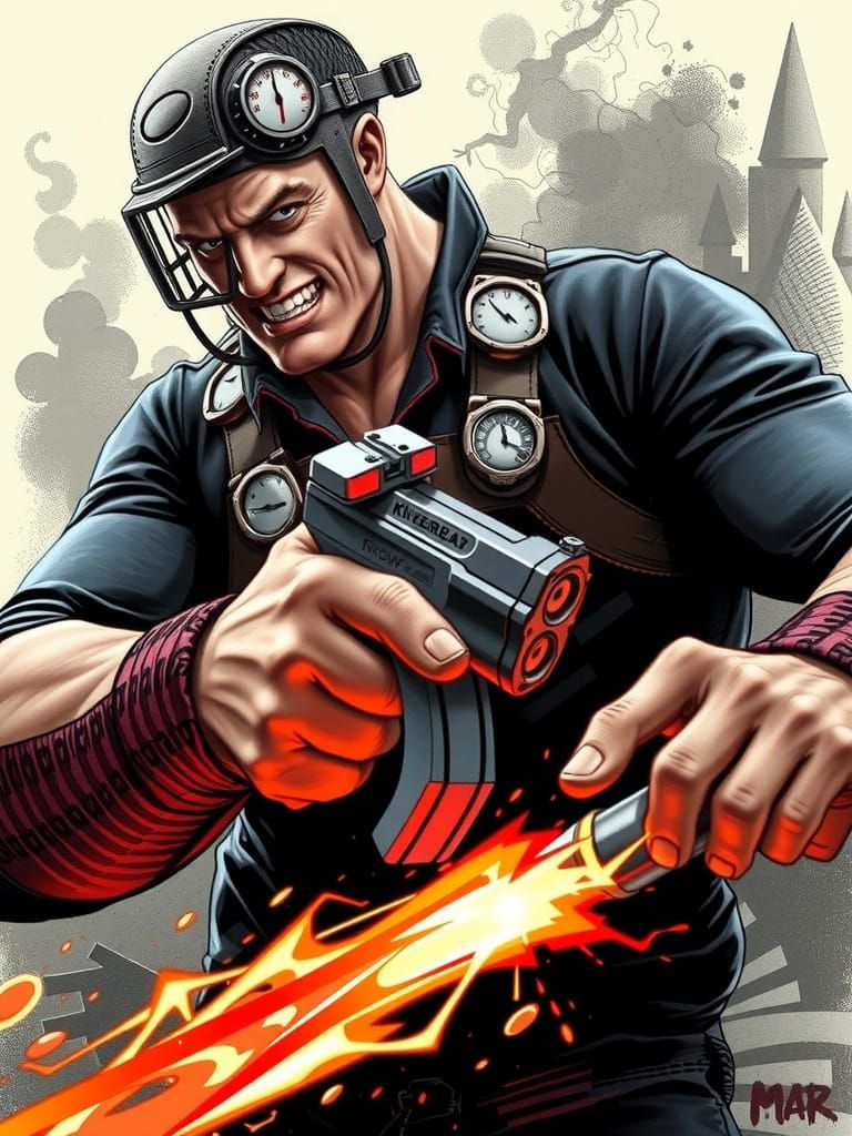 Heavy Metal Biker as a Cyberpunk Painting