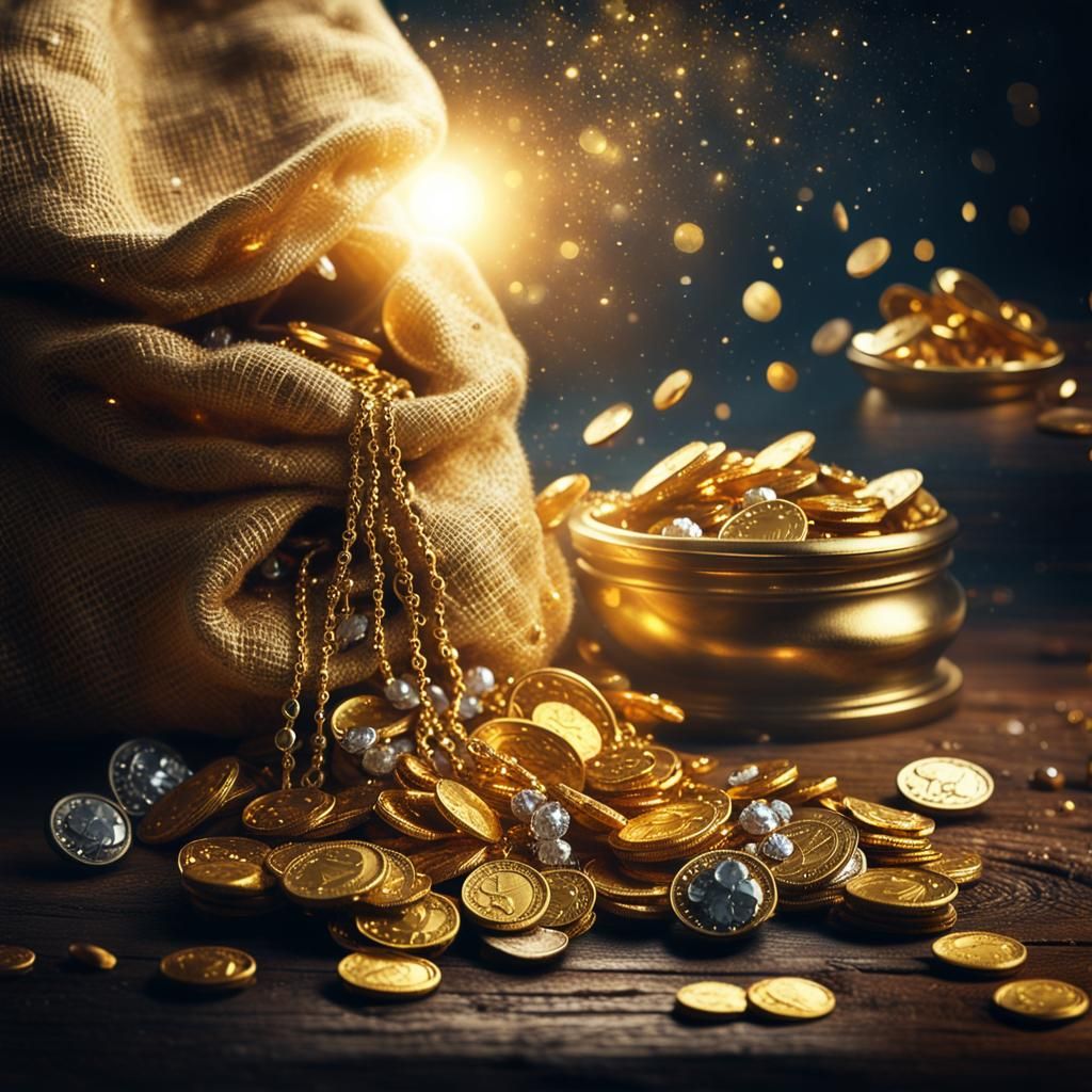 Luxurious Golden Hoard in Cinematic Lighting