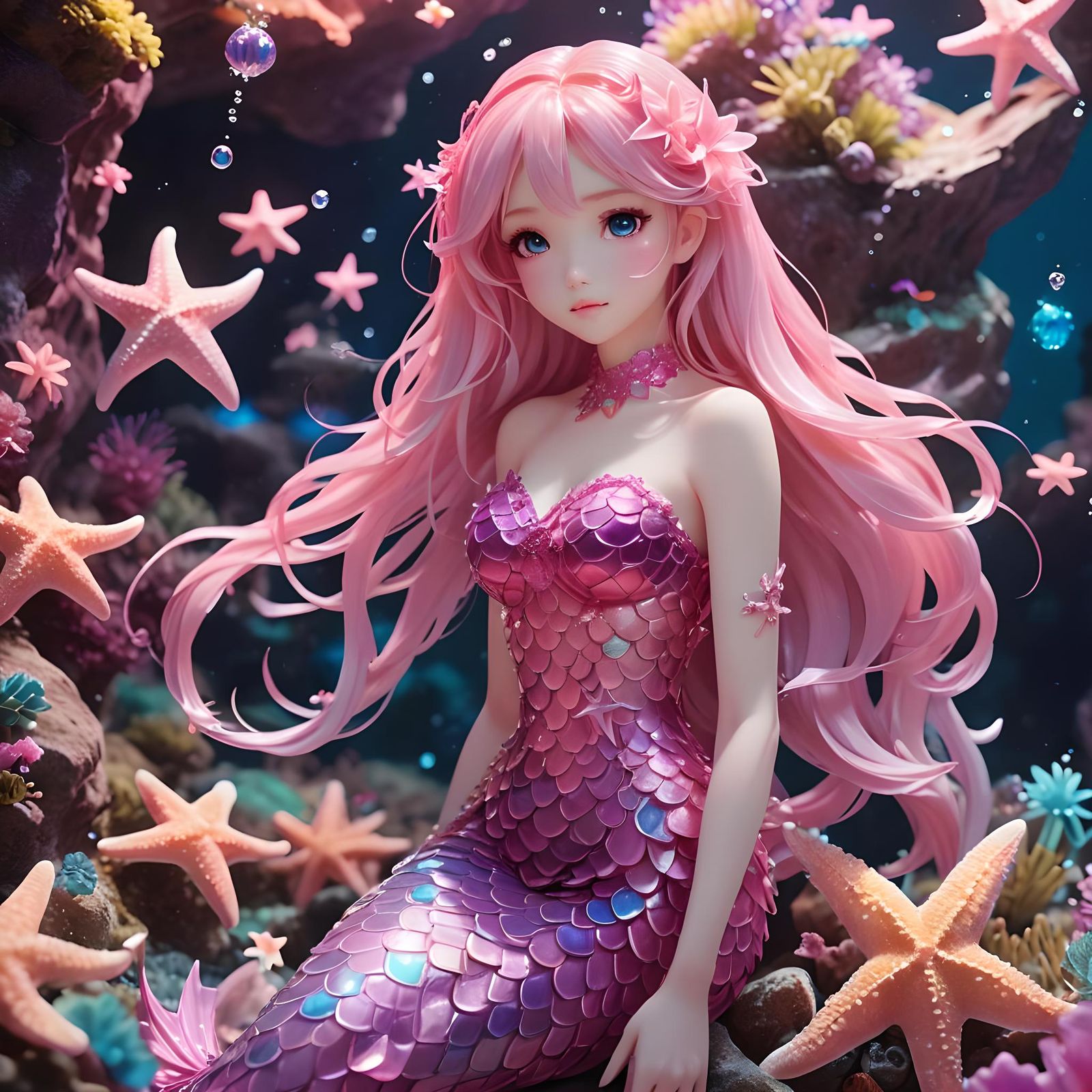 Pink Fluorescent Mermaid