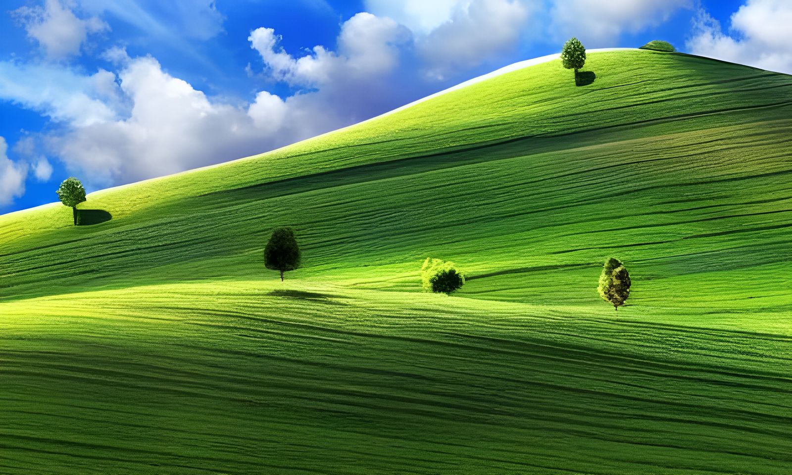 Lush Green Hills and Blue Sky Landscape