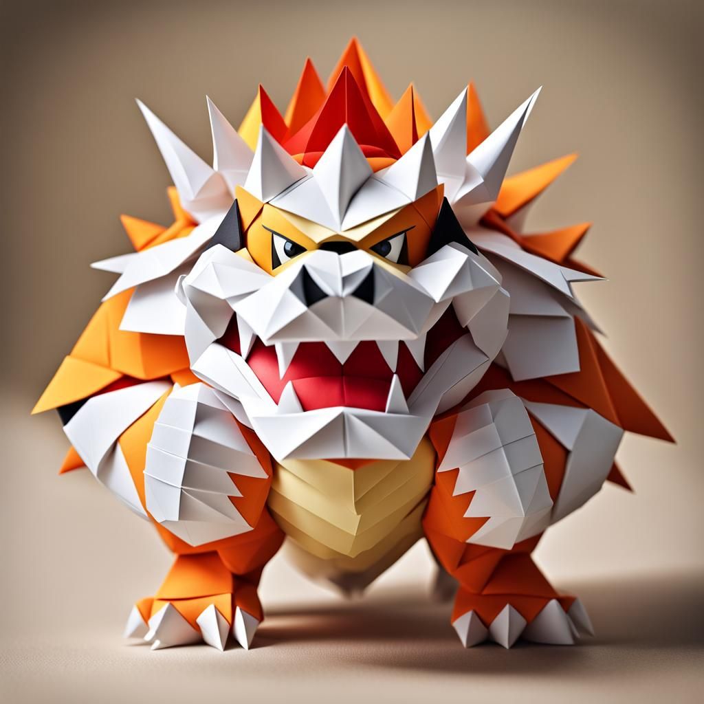 Origami Bowser Papercraft in 8K Resolution