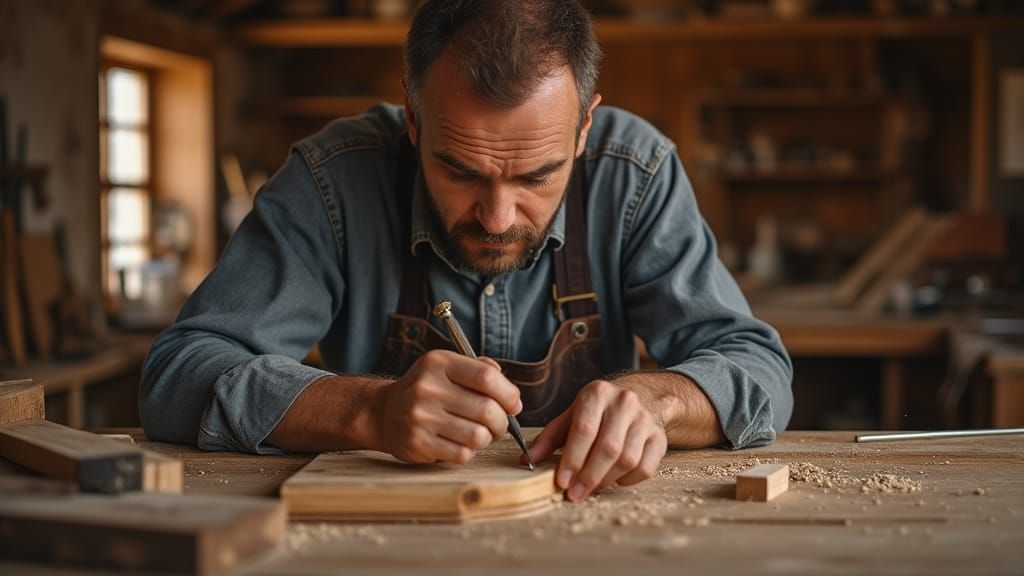 Master Carpenter at Work in Vivid Detail