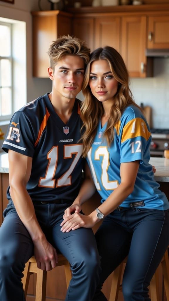 Athletic Teens in Modern Kitchen Portrait