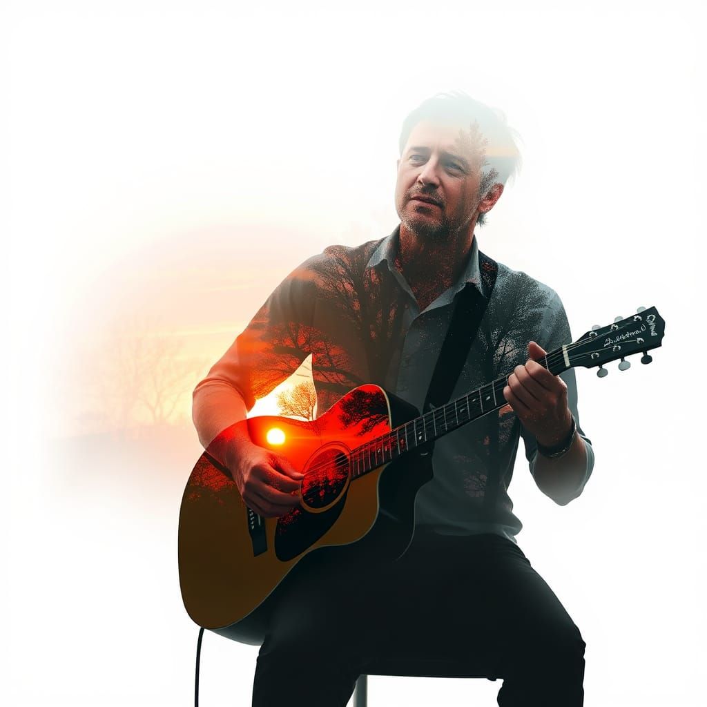 Double exposure: Guitar man #03