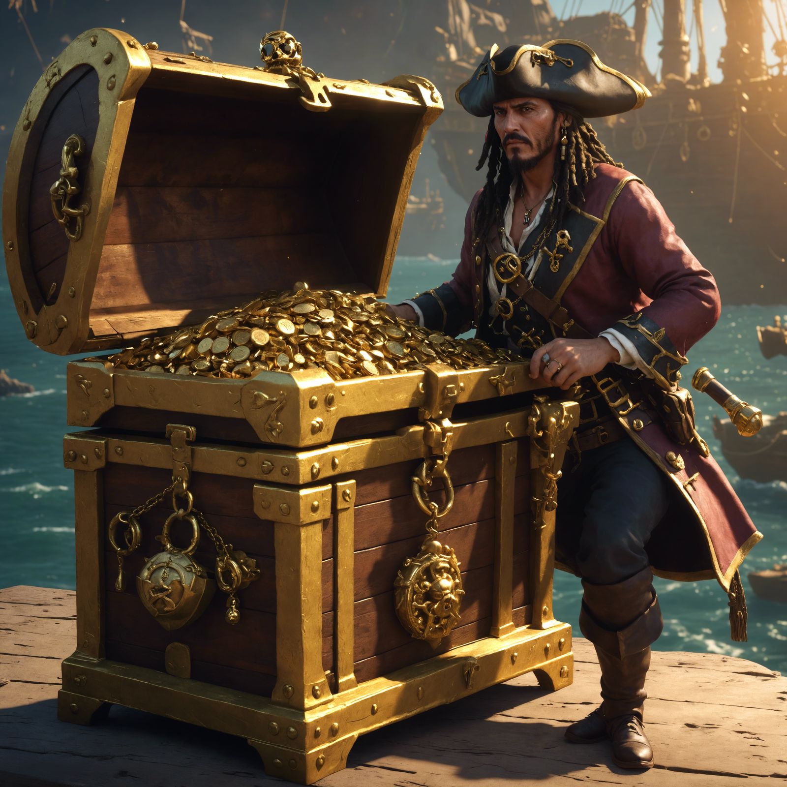 Treasure Chest Overflowing with Gold