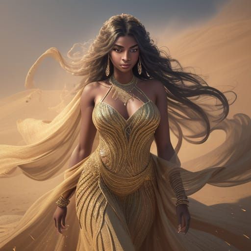Surreal Goddess Emerges from Dust Storm in Hyper-Realistic S...