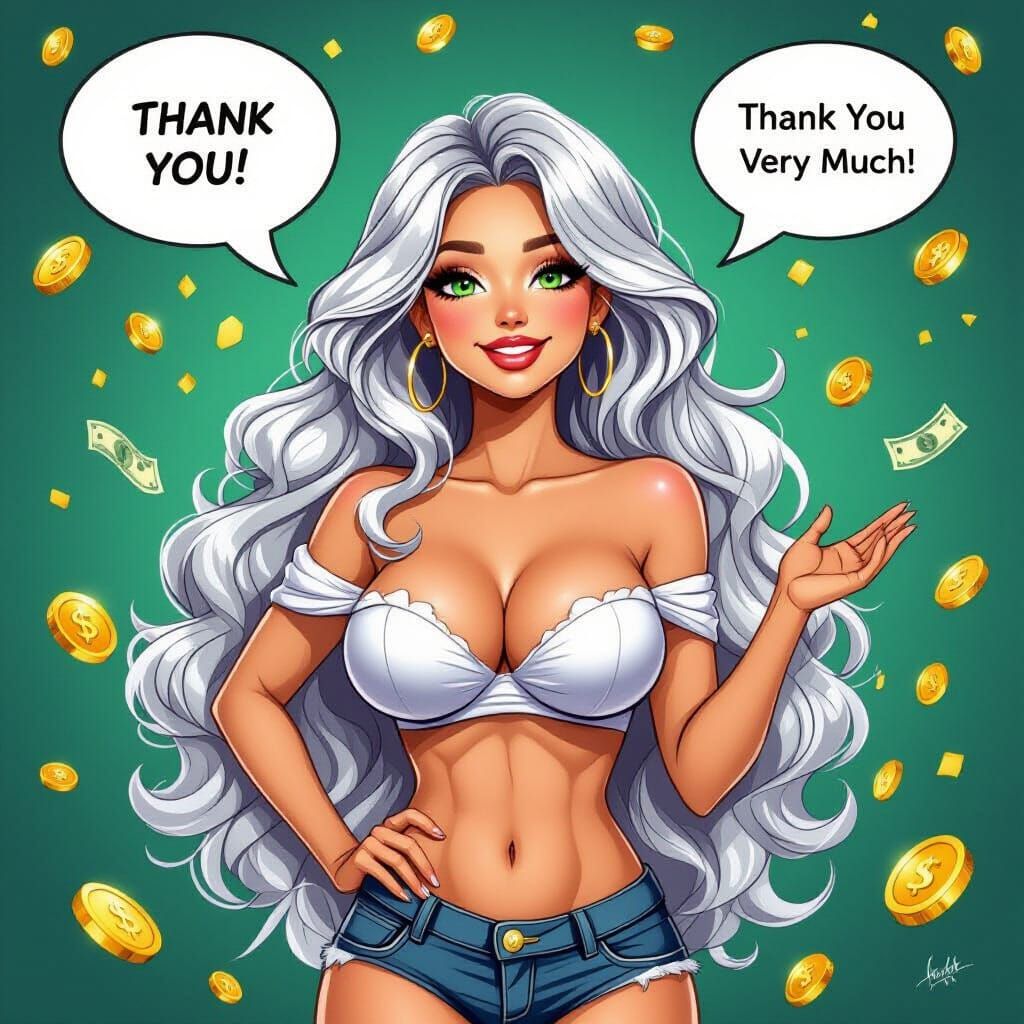 Gorgeous Woman in Confetti Shower, Digital Art