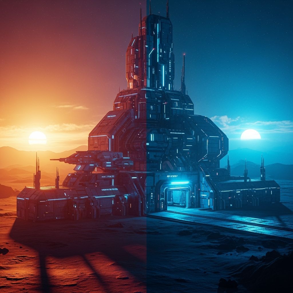 Futuristic Army Station on Alien Planet in Photorealistic St...