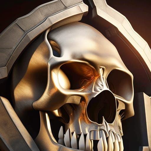 Intricate Steampunk Metal Skull Sculpture