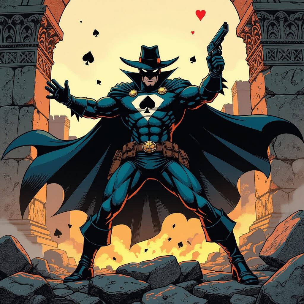 Heroic Jack of Spades Adventurer in Comic Book Style
