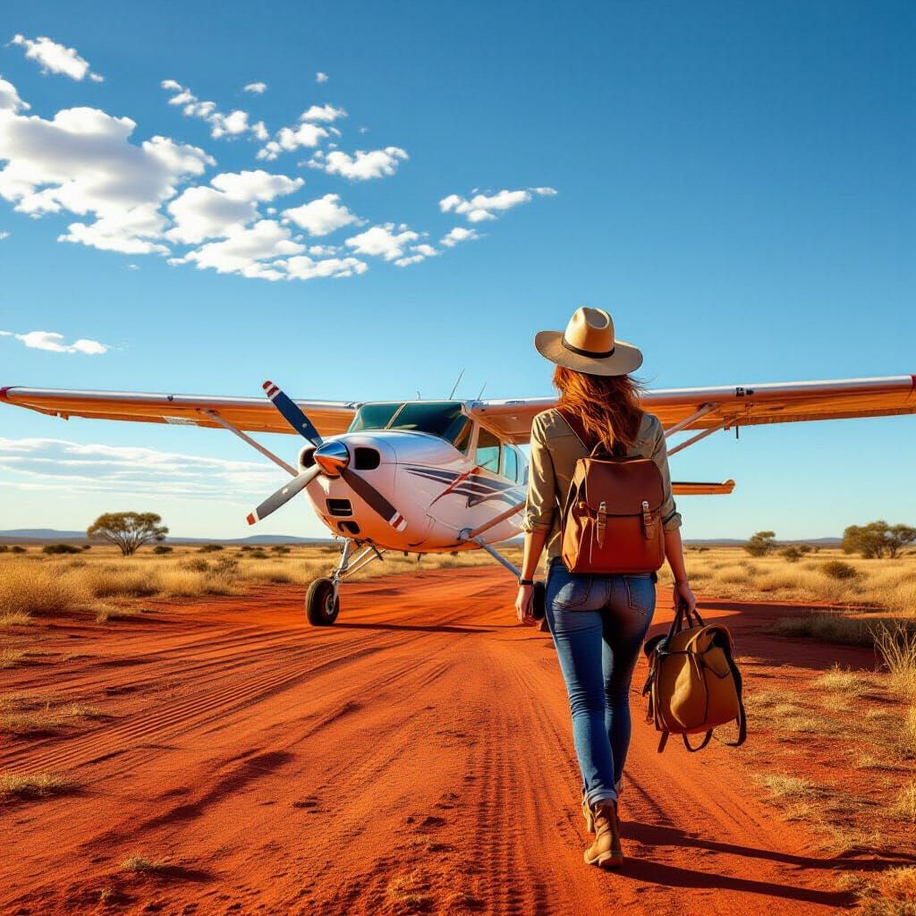 Outback Arrival: Plane Lands on Remote Dirt Airstrip