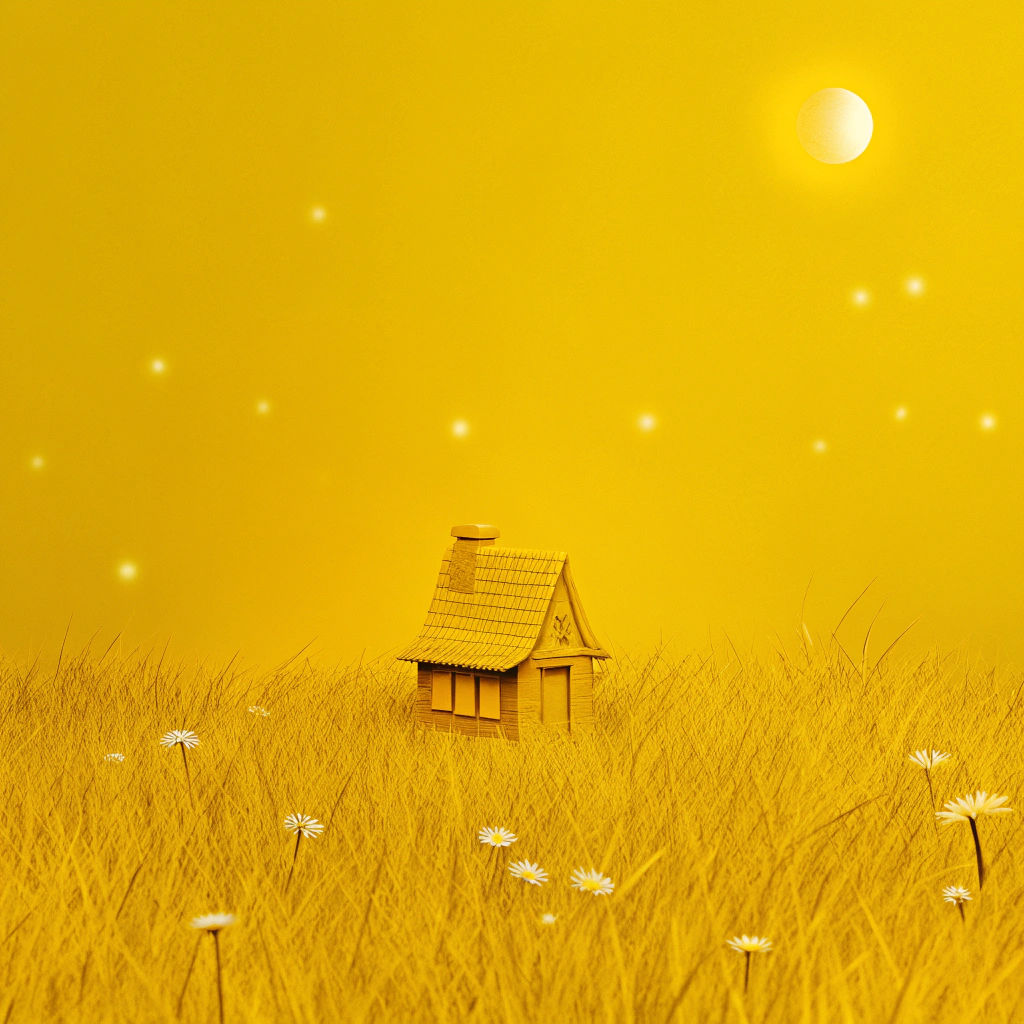 English Cottage Fairy Tale Under Starry Sky