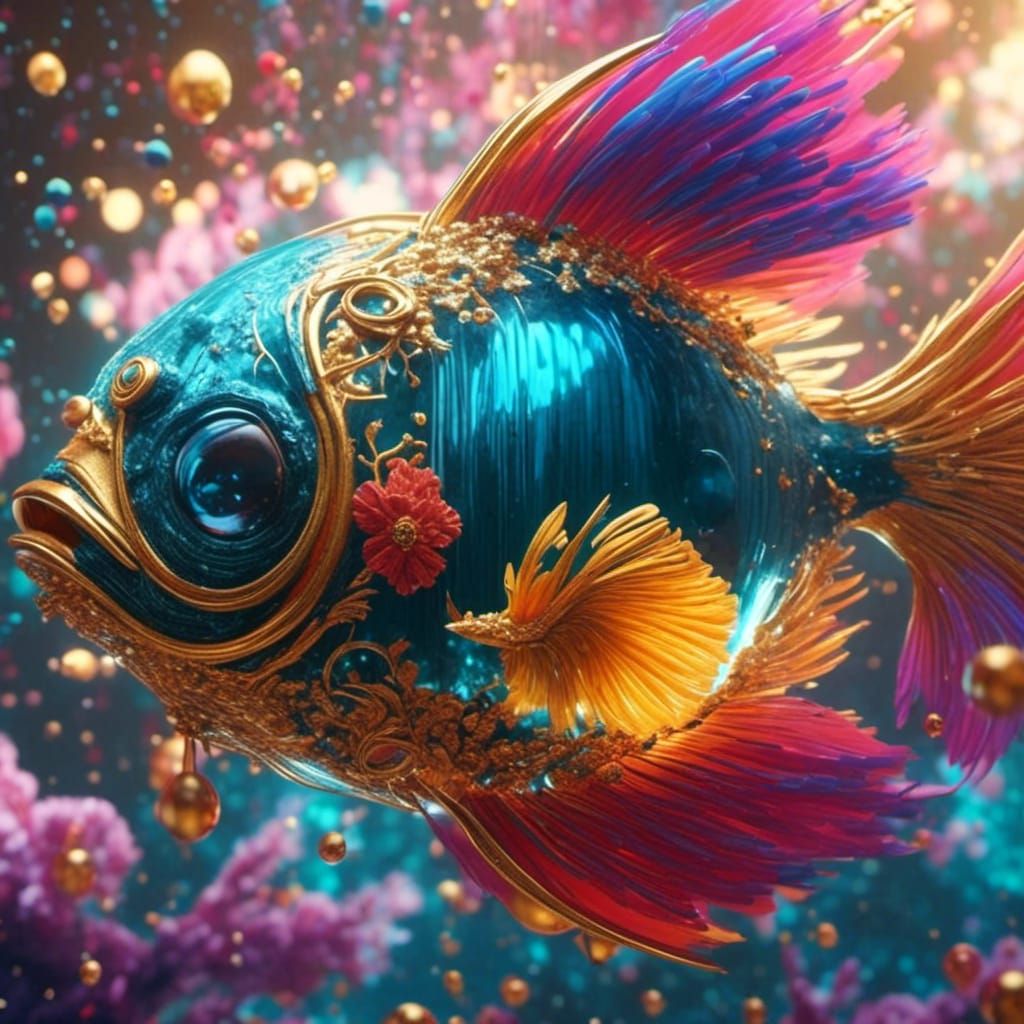 Exotic Goldfish in Detailed Fantasy Concept Art
