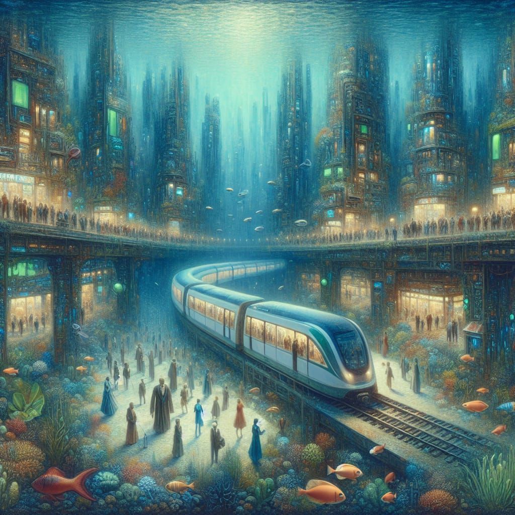 Underwater Cityscape of the Future in Light Oils