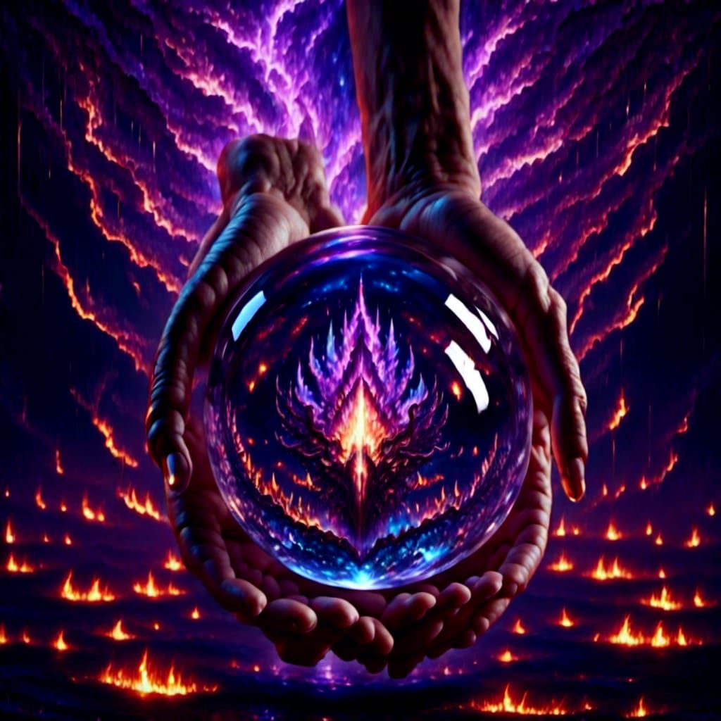 Dark Magic Ritual with Crystal Ball, Cinematic Lighting