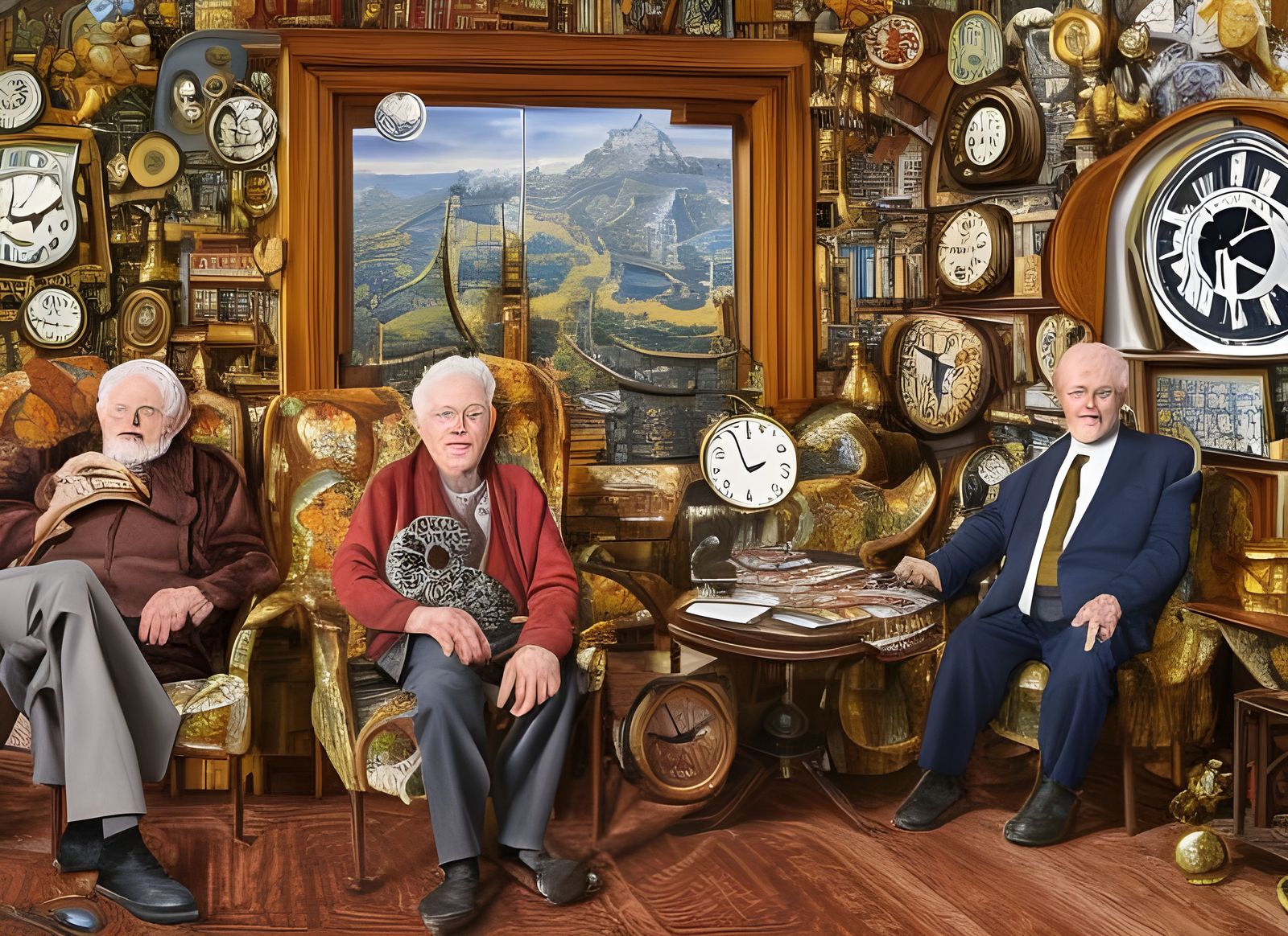 Old Man, Youths, and Flying Clocks in Astral Art