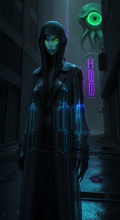 Ethereal Cyberpunk Goddess in Volumetric Stained Glass