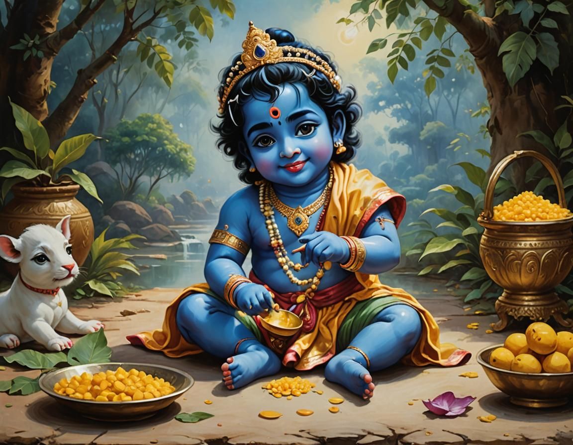 Little Krishna's Playful Divinity in Rural India