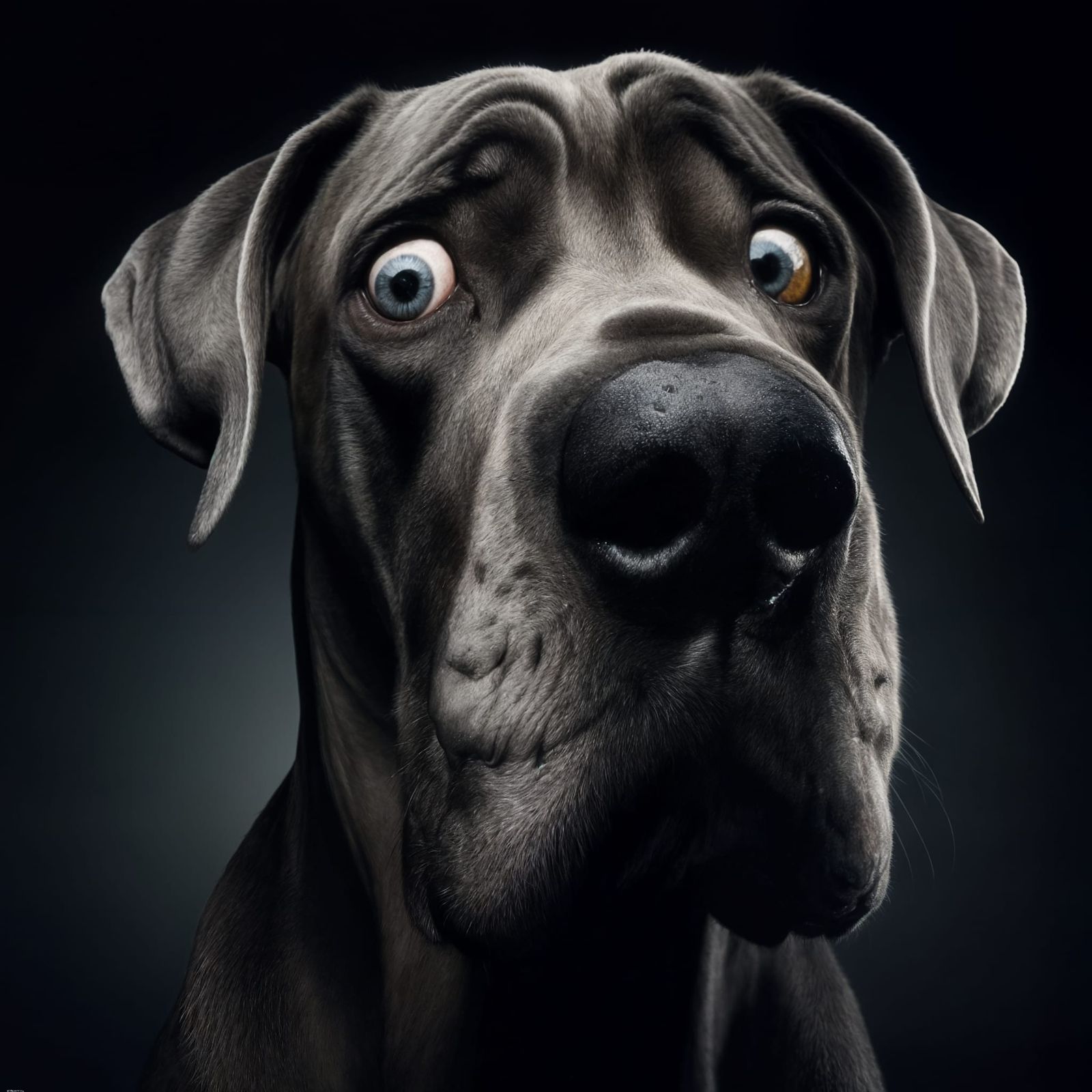 Comedic Close-Up of a Sarcastic Great Dane