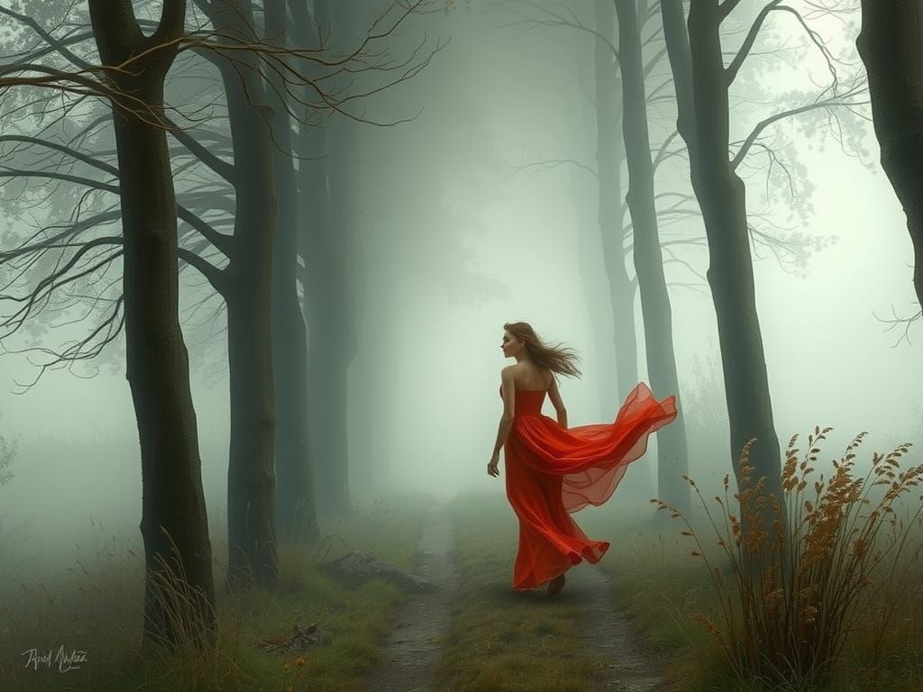 Misty and Windy Walk Through the Forest