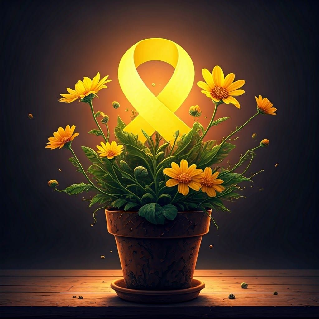 Hopeful Awareness Symbol Blooms at Sunrise