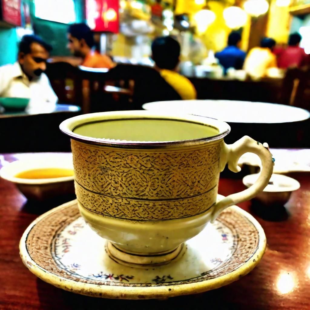 Teacup in Hyderabadi Irani Cafe Setting