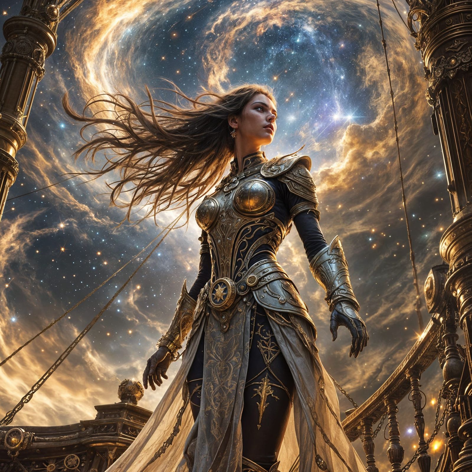 Steampunk Valkyrie Gazing at Stars