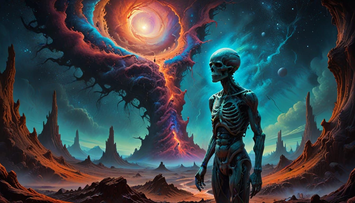 Surreal Martian Landscape Swirling With Paint