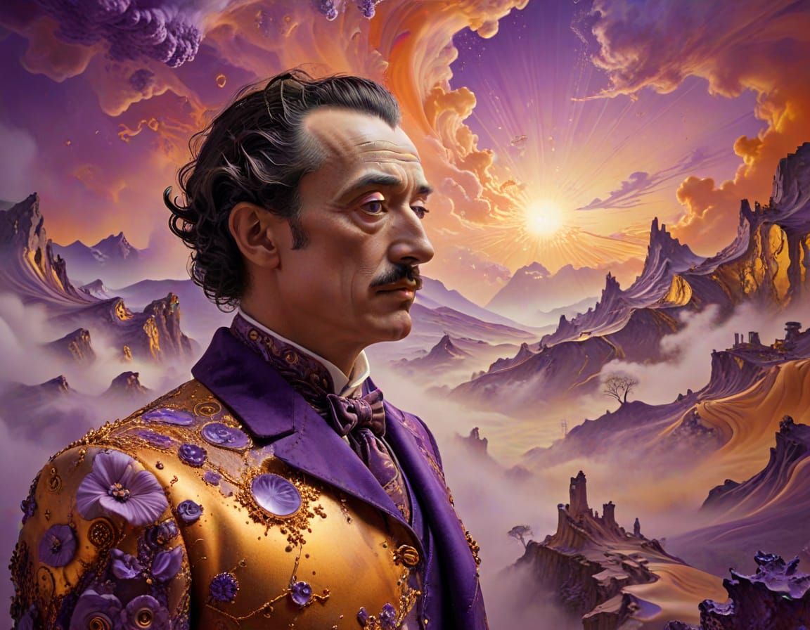 Surreal Landscape in Dali-Klimt Fractalcore Style