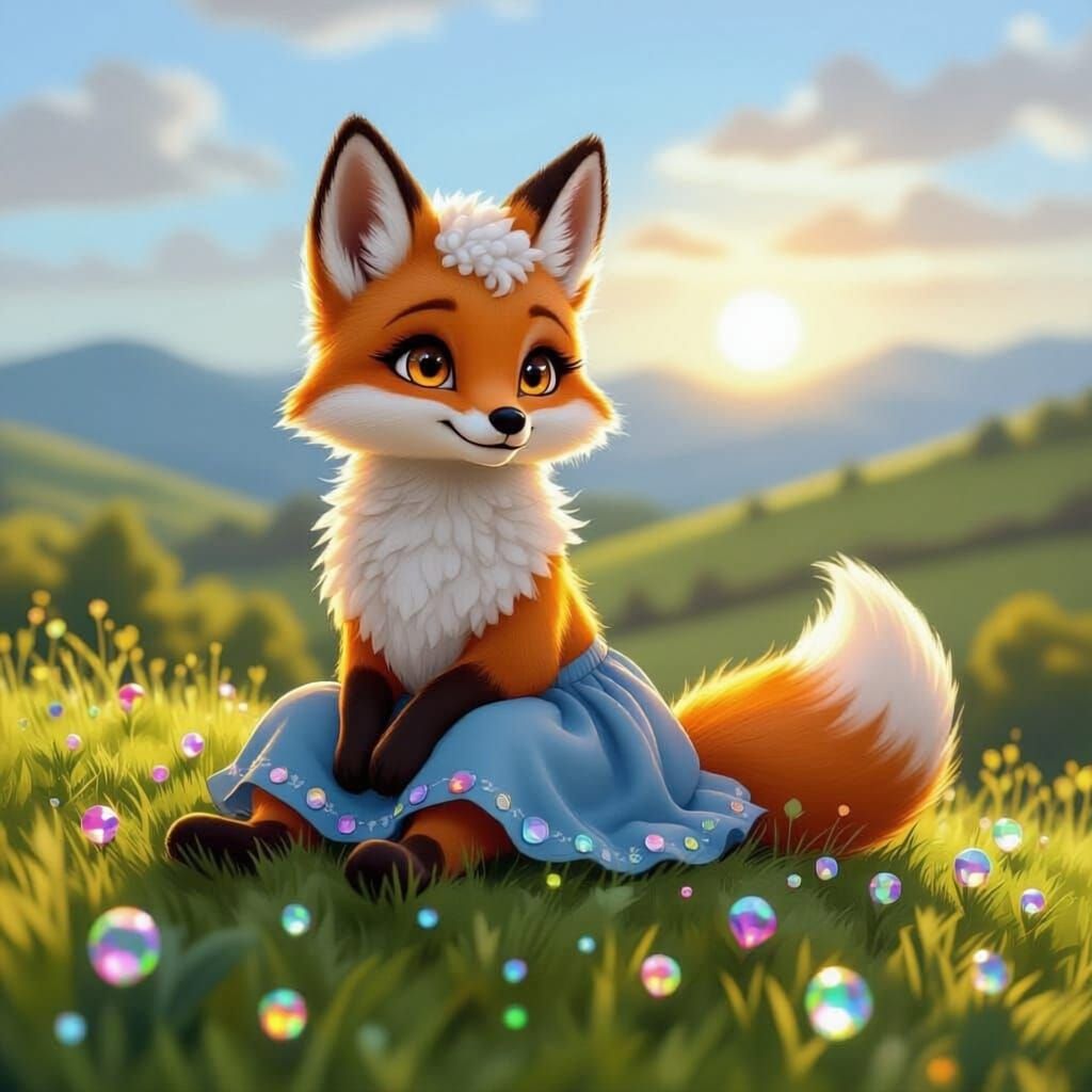 Foxy Sheep Creature in Gemstone Field