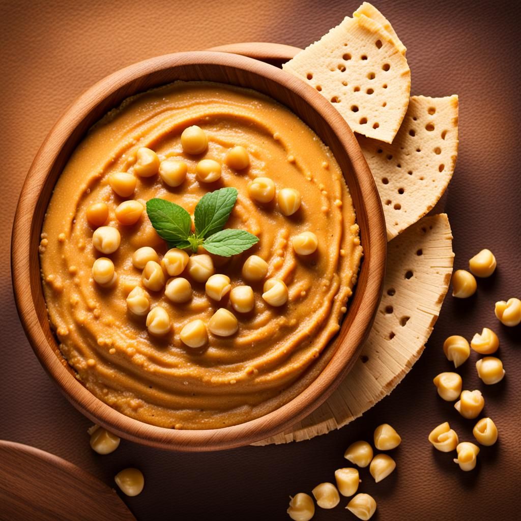 Delicious Chickpea Hummus in Hyperrealistic Detail