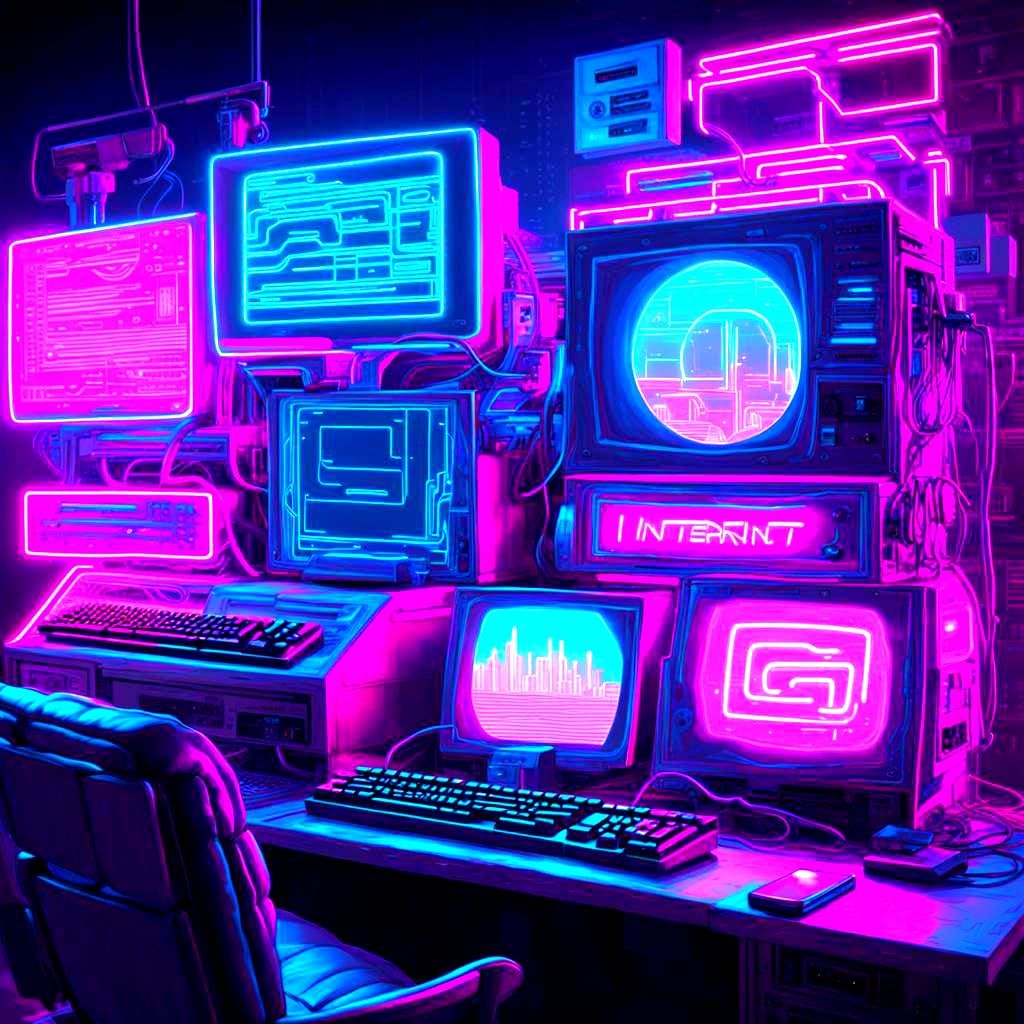 Internet as Cyberpunk Computer Image