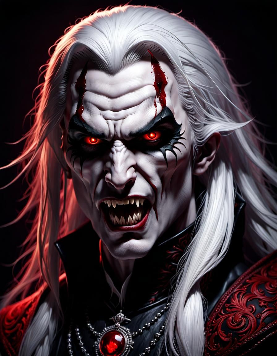 Creepy Ancient Vampire Portrait in Hyperrealistic Style