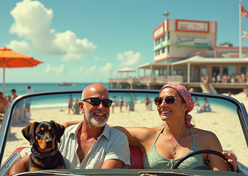 Family Summer Vacation in Vintage Convertible