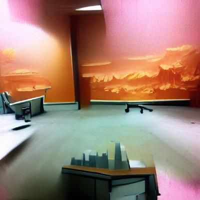 Eerie Empty Offices in Peach and Fluorescent Light