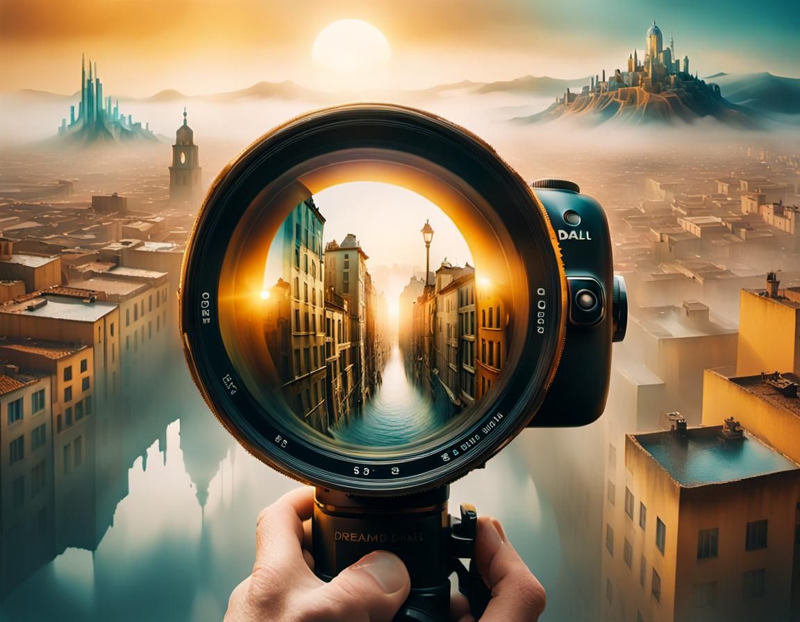 Surrealist Photographer Gazing at Melting Cityscape