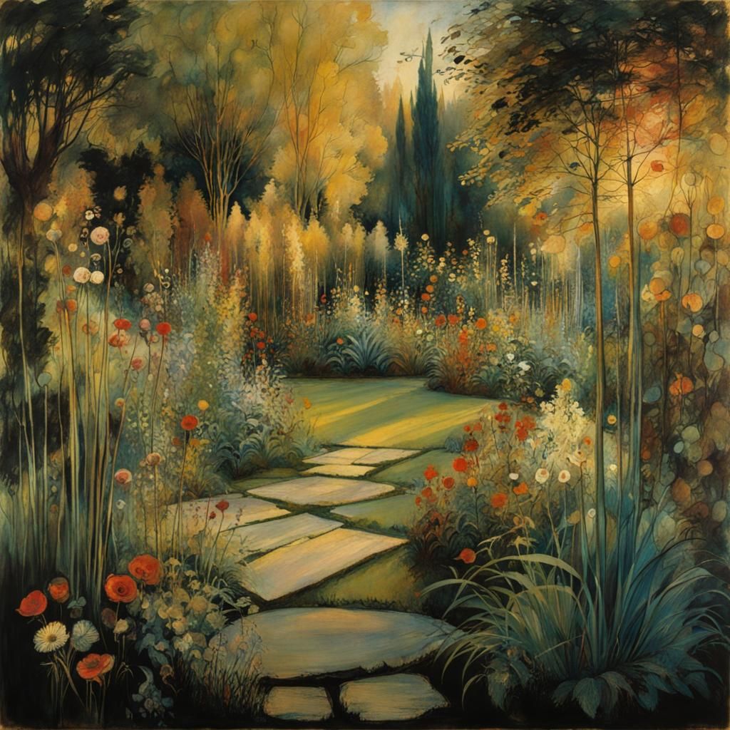 Enchanted Garden in Evening Light