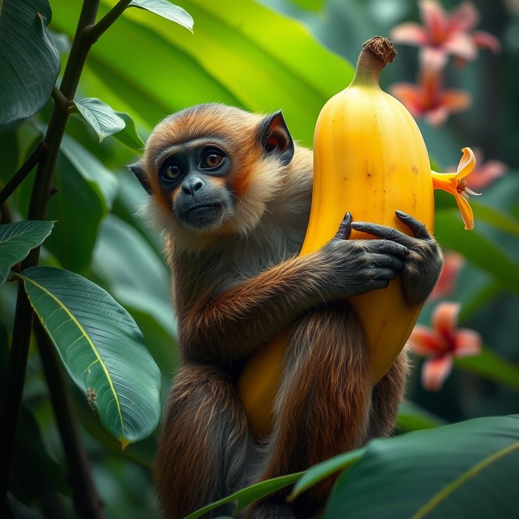 Singe Transformé en Banane dans Jungle Luxuriante