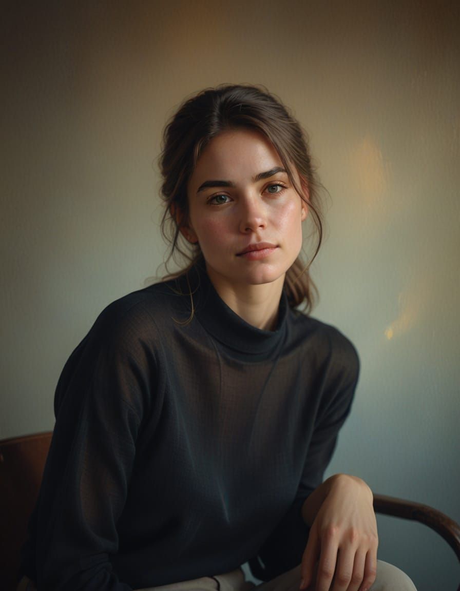 Thoughtful Woman Portrait in Golden Hour Lighting