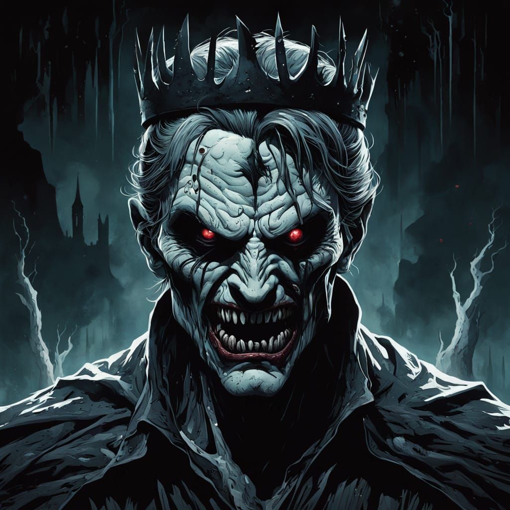 Distorted Horror Face in Dark Gothic Comic Book Style