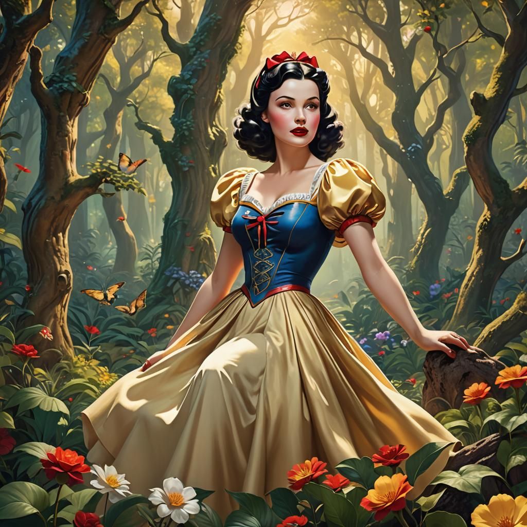 Snow White as 1940s Pin-Up Art Poster