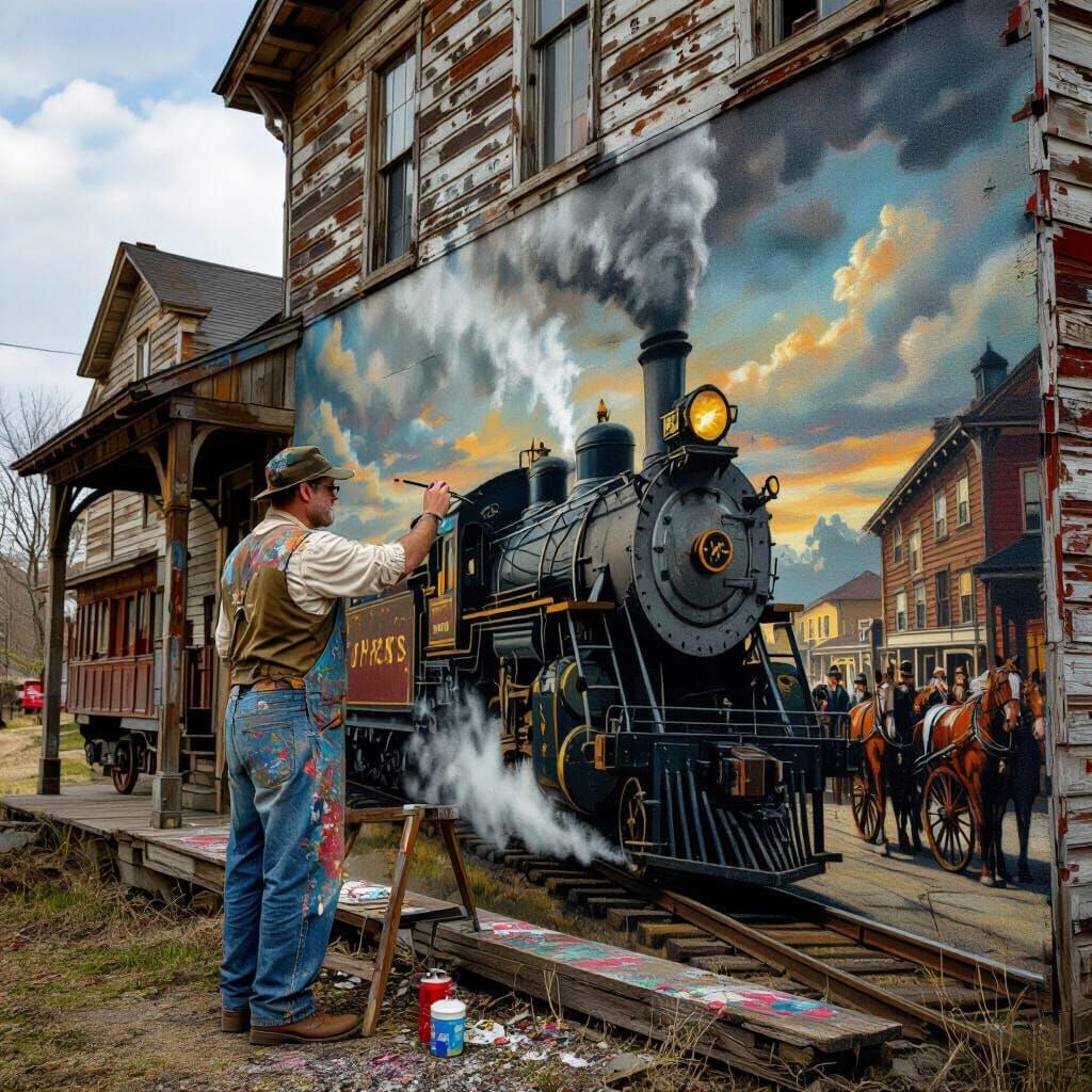 Airbrush Artist Creates Nostalgic Mural