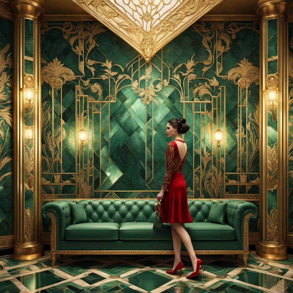 Elegant Lady in Art Deco Luxury