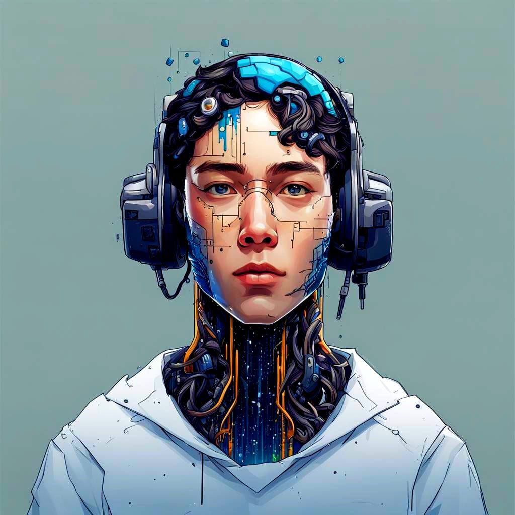 Half Human, Half AI Portrait