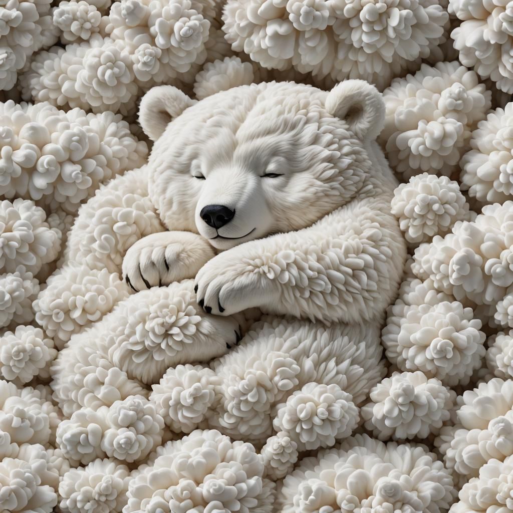 Fluffy White Cloud Bear Sleeping