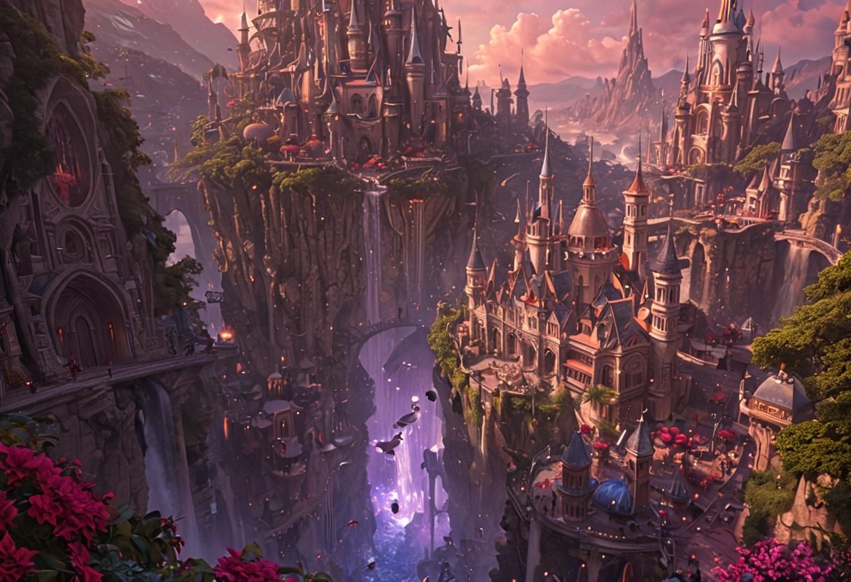 Magical Fantasy City: Hyperrealistic Digital Painting